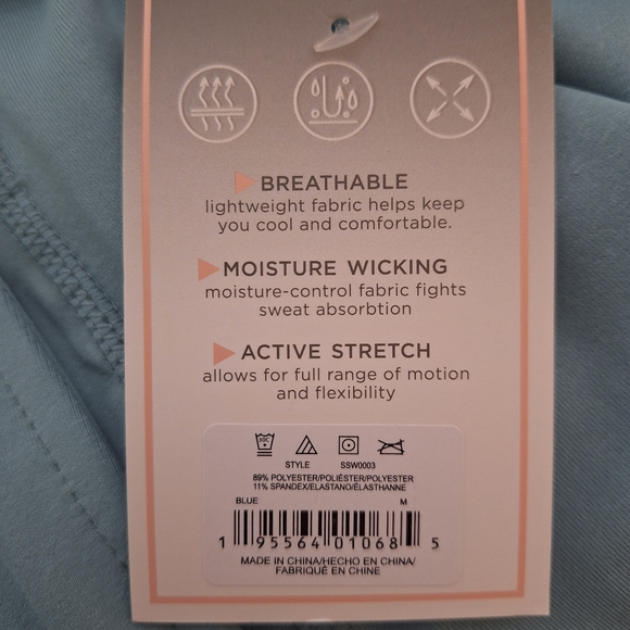 NEW! Shadow Sport Fitted Mock-Neck Zip Front Athletic Jacket, Light Blue - Picture 5 of 11